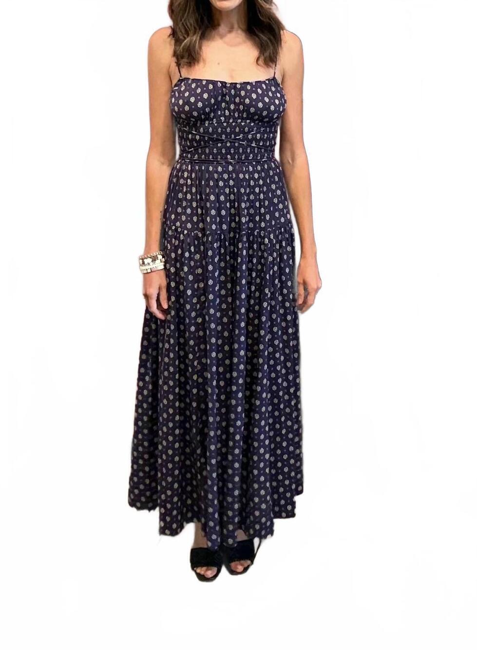 NEW DÔEN women's safia dress in navy cadiz foulard